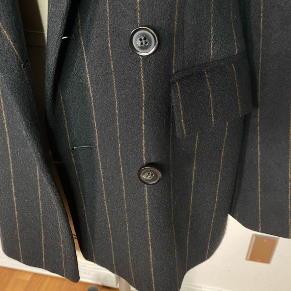 MaxMara black pin stripe wool blazer jacket 4 - Picture 5 of 11